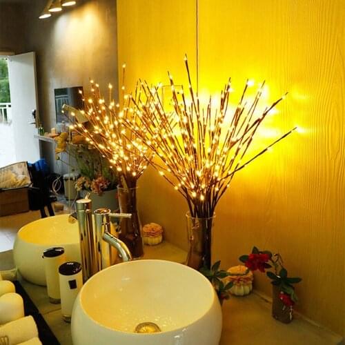 Battery Powered 70cm 20 Bulbs LED Willow Branch Light Lamp Vase Filler Floral Lights Christmas Holiday Birthday Decorative Light