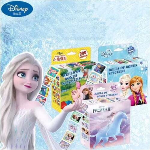 200 Pcs in a Box Disney Cartoon Stickers Frozen Elsa and Anna Princess Sofia Mickey Children Removable Toys