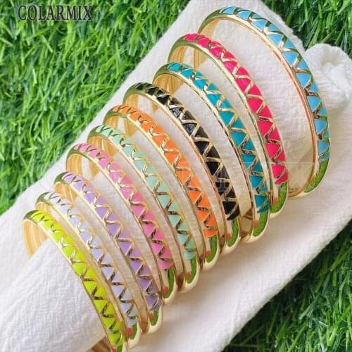 3 Pcs Enamel Bangle Mix color Jewelry bangle fashion Gold color metal Bangle jewelry for women jewelry Women bangle 31710