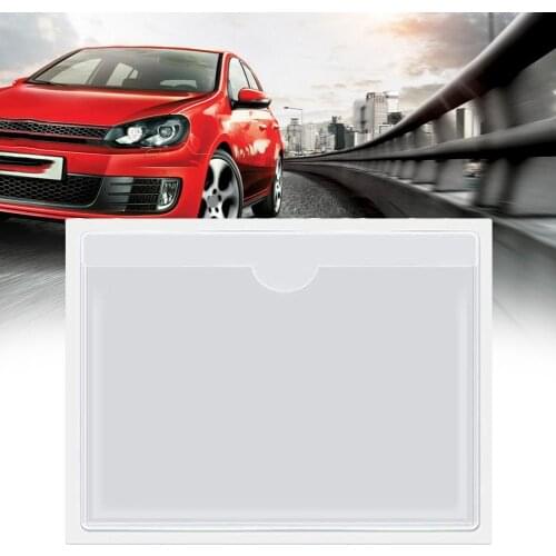 4pcs Adhesive Label Bag Self-adhesive Windshield Parking Permit Transparent Card Bag Plastic Card Cover Car Sticker
