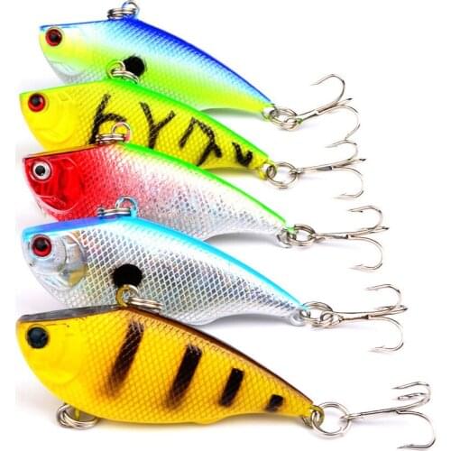5PCS Fishing Fish Bass VIB Crankbaits Crank Minnow lure hook baits 5.5cm/7.5g Free shipping