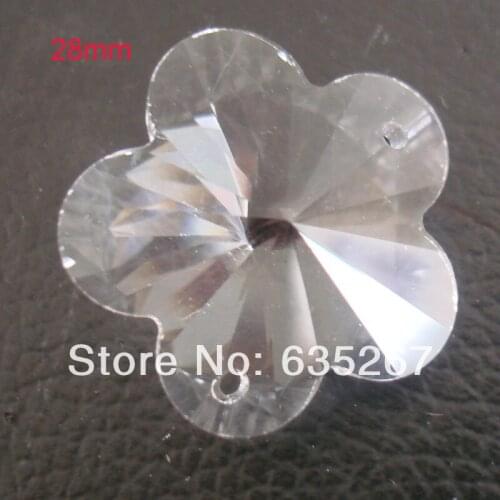 50pcs/Lot 28mm Transparent Color Crystal Blossom Beads In 2 Holes For Wedding Strands Chandelier Bead Parts