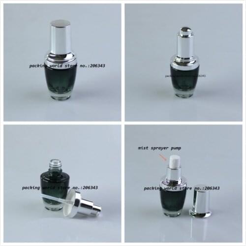 20ML black glass bottle with silve/gold dropper or press pump for serum/lotion/foundation/emulsion essential oil packing