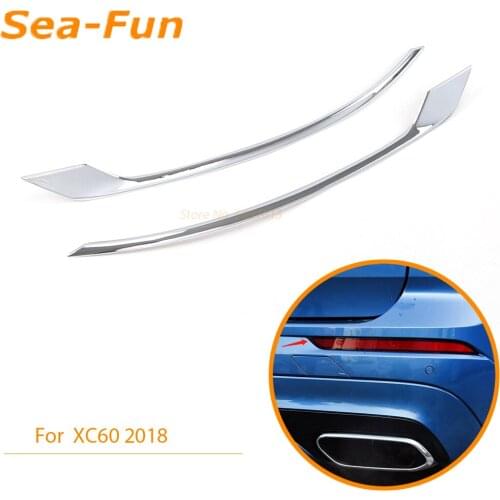For VOLVO XC60 2018 Rear Fog Light Lamp Decoration Strip Cover Trim Frame Sticker ABS Chrome Exterior Accessories
