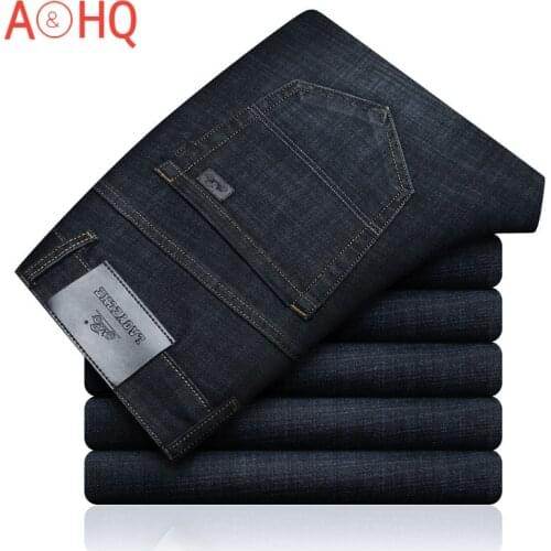 Men Denim Jeans Pants Stretch Straight Regular Fit Men Jeans Black 2021 Spring Big size 40 Jean Homme