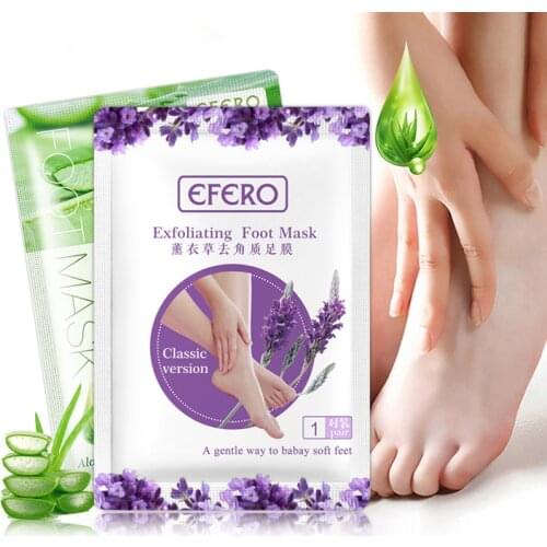 EFERO 2pair=4pcs Exfoliating Foot Mask Foot Peel Mask for Legs Lavender Heels Crack Remove Skin Socks for Pedicure Socks