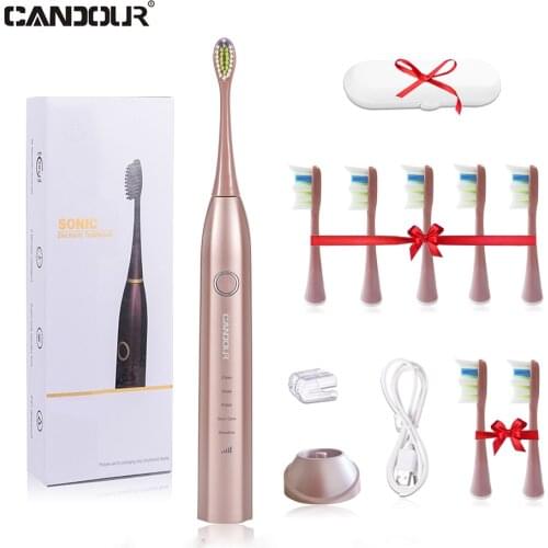 CANDOUR Electric Toothbrush CD-5168 Waterproof Sonic ToothBrush Rechargeable 15 Models with 8 Brush Heads Inductive charging