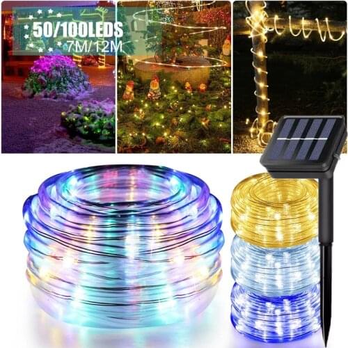 7/12M Solar Powered Rope Tube String Lights Outdoor Waterproof Fairy Lights Garden Garland Christmas Yard Garden Bar Decoration