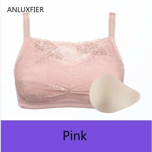H4617 Lady Spongy Breast Artificial Boobs Prosthesis Bra Set Suit After Breast Cancer Surgery Cotton Fake Breasts Bra Underwear