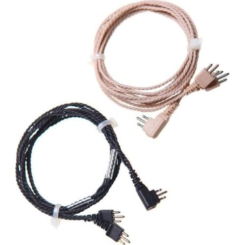 Pocket Hearing Aid Aids Cable Wire Binaural 3 pin Cord Beige / Black Color