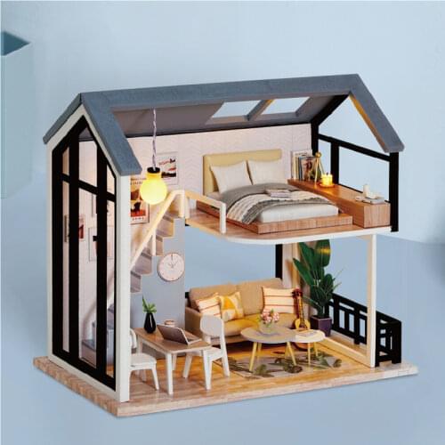 DIY Doll House Wooden Houses Miniature house With Furniture Kit LED Toys for children Birthday Christmas Gift