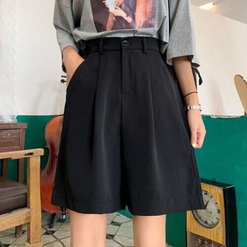 Summer New High Waist Shorts Womens Casual Loose Solid Color Shorts Fashion Wild Wide Leg Shorts New