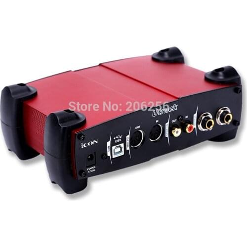 Hot Original sound card icon utrack usb sound card professional recording card midi 48v belt power supply RED Free shipping