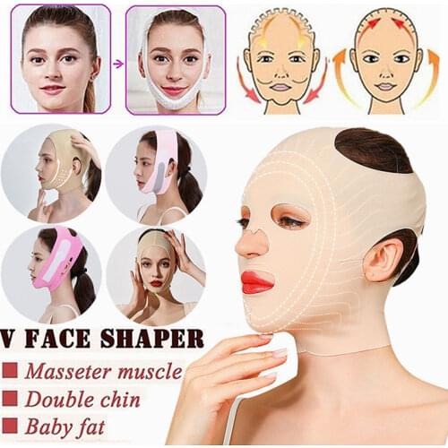 Sleeping Mask Full Face Lift Cheek Chin Slimming Belt Strap Thin Massage Shaper Facial Lift-Up Bandage For Women