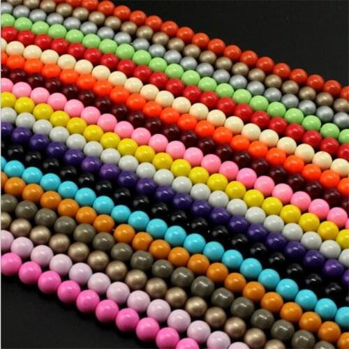 Wholesale 3-14mm Candy Color Loose Beads Round Bake Paint Glass Ball Jewelry For Diy Necdklace/Bracelet Spacers Accessories 15"