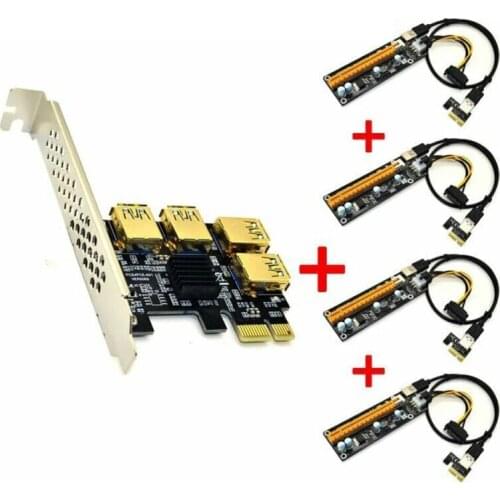 PCI-E 1x To 16x Riser Card PCI-Express 1 To 4 Slot PCIe USB3.0 Adapter Port Multiplier Miner Card For BTC Bitcoin Mining