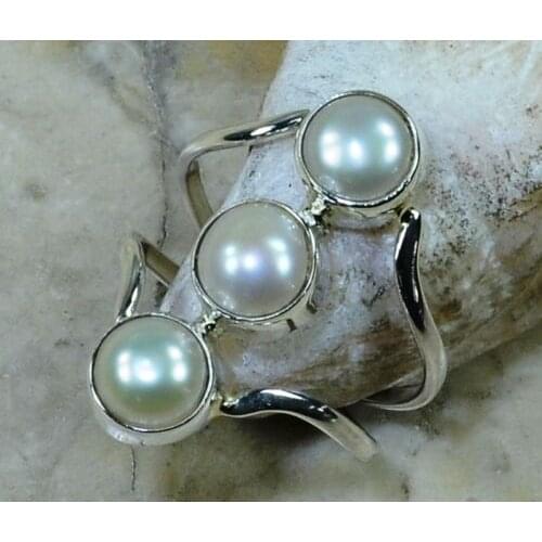 Hand makePearl Ring 100% 925 Sterling Silver Jewelry, 4G, Size: 7.25 , Gift BOX