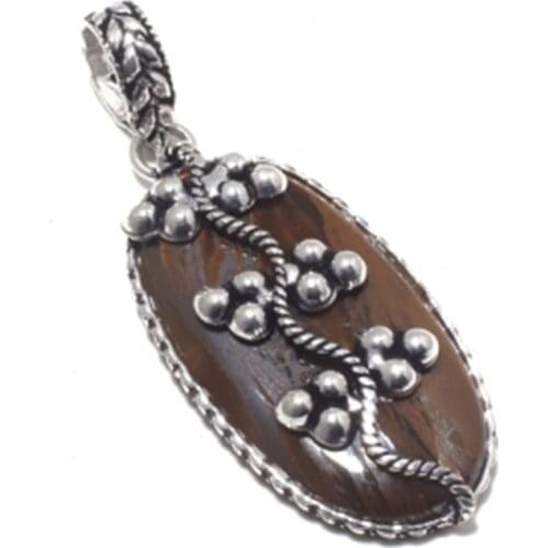 Genuine Tiger Eye Pendant 925 Sterling Silver Overlay over Copper Hand made Nature stone Woman gift