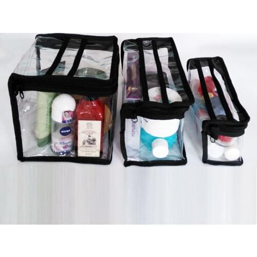 Fashion Make Up PVC Clear Transparent Waterproof multifunctional cosmetic Bag Organizer