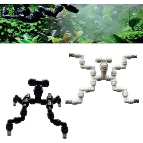H16 Adjustable 4 Head Reptile Fogger Spray Mist Sprinkler 360° Rotating for Plant Tank Aquarium Aquatic Pet Mist Cooling System