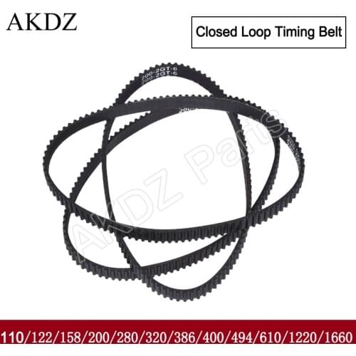 GT2 Closed Loop Timing Belt Rubber 110/122/158/200/400/610/1220mm 2GT BELT width 6mm suitably GT2 pulley for 3d printer parts