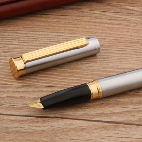 Classic Stainless Steel Wing Sung 765 Fountain Pen Retro Flat Duckbill Nib Stationery School Supplies Golden Ink Pens