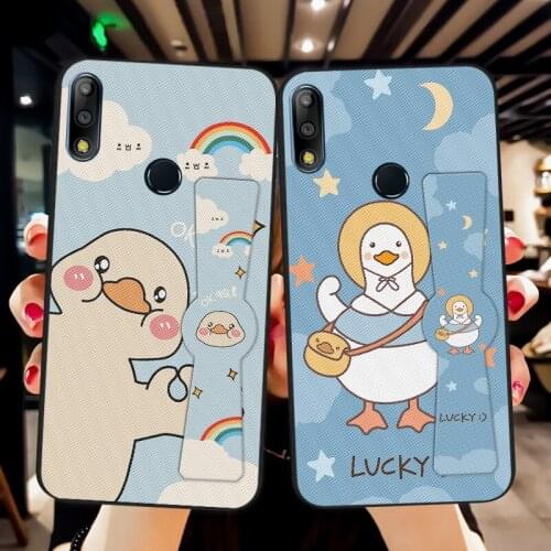 Cute Duck Silicone Phone Case For Asus Zenfone Max Pro M2 ZB631KL ZB633KL Fold Magnetic Car Holder For Asus 5Z ZE620KL ZS620KL