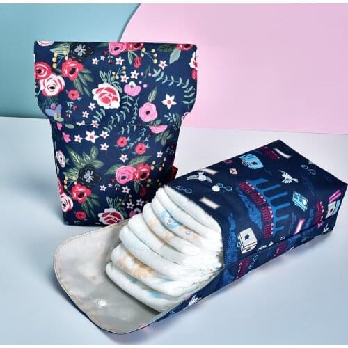 Baby Diaper Bag Reusable Organizer Washable Waterproof Fashion Prints Organizer Pocket Cloth Diapers Travel Nappy Storage Bag
