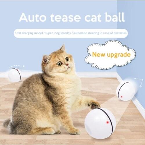 LED Self Rotating Ball With Toys Smart Interactive Cat Toy Funny USB Rechargeable Pet Smart Small Robot Cat Kitten Ball Toy