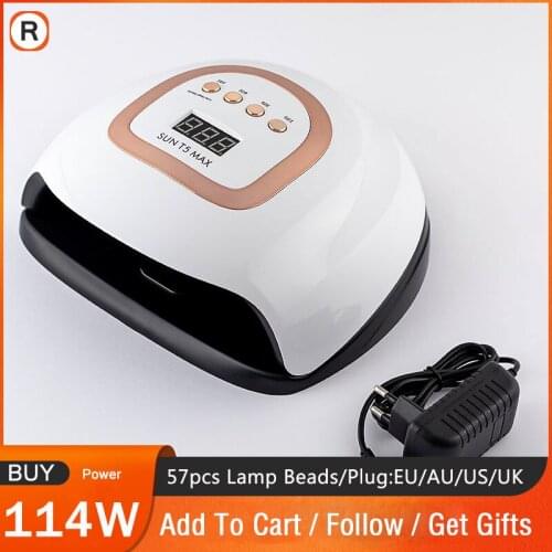 SUN T5 MAX 114W LED Nail Lamp UV Lamp For Nails Dryer 57 LED Ice Lamp For Manicure Gel Drying Lamp For Gel Varnish