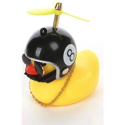 Bicycle Car Duck with Helmet Broken Wind Small Yellow Duck Road Bike Motor Helmet Chain Riding Cycling Accessories with Lights