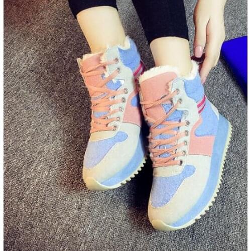 Women Breathable classic elegant fashion lace-up warm boots cancise pumps winter Soft and comfortable wedges women casual boots