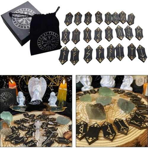 Introduction Handmade Rune Stones Card Set Nordic with Bag Props Home Toys Beginner