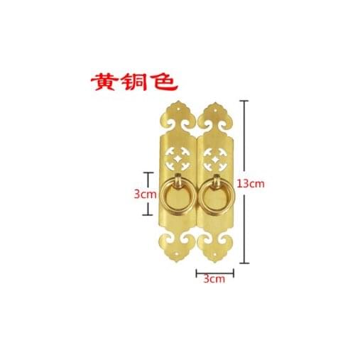 02Chinese style pure Brass Antique classic double door shoe clothing wine book cabinet door engraved straight bar handle
