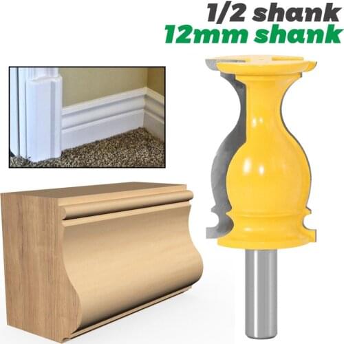 1PC 1/2" Shank 12mm shank Architectural Cemented Carbide Molding Router Bit Trimming Wood Milling Cutter for Woodwork Cutter