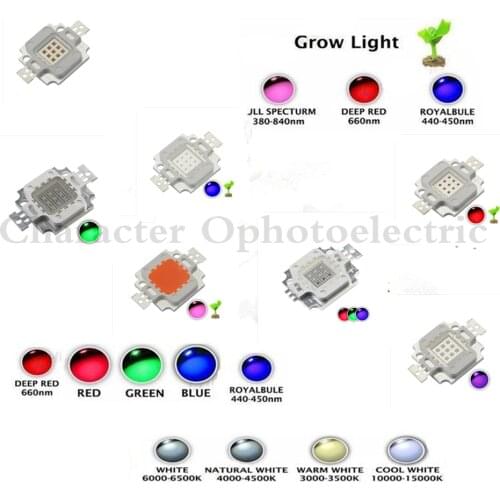 1PCS 10W LED Integrated Chip COB Light Source For Floodlight Spotlight White Red Green Blue Yellow RGB 660 445 Full Spectrum