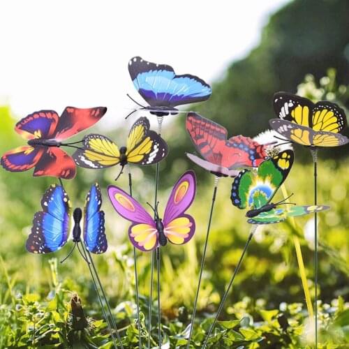 10Pcs/Pack Colourful Home Flowerpot Plant Bonsai Decoration 3D Simulation Butterflies Garden Accessories Butterfly New Ornaments