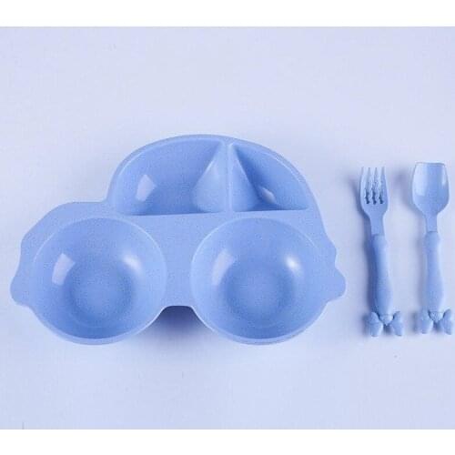 3pcs/set Baby Tableware Car Style Children Plate with Spoon Fork Cartoon Kids Dishes Eco-friendly Baby Plate