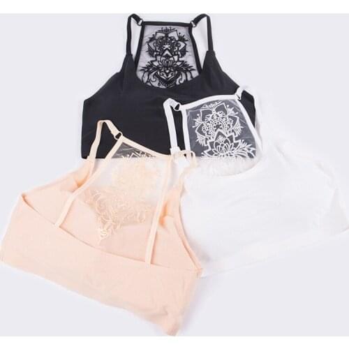 3pcs/lot Womens Seamless Bra Tops Sexy Bandeau Ice Silk Hallow Out Padded Bralette Lace Crop Top Wholesales Lingerie