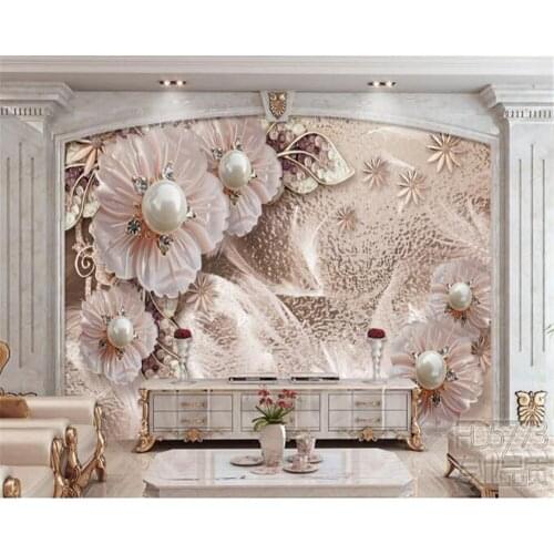 Beibehang Custom wallpaper Scrub Luxury Jewelry Flower Living TV Backdrop 3D Wallpaper Home Decorative wallpaper for walls 3 d