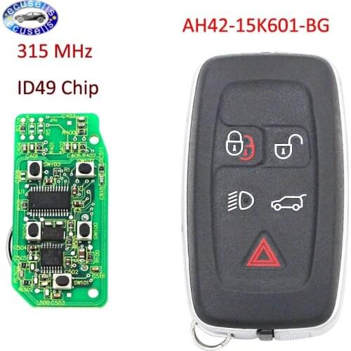 5 Button Smart Card Remote Key Fob 315Mhz ID49 Chip for Range Rover AH42-15K601-BG