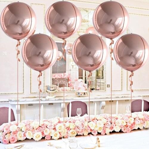 6pcs 22 Inchs Rose Gold Big 4D Balloons 360 Degree Round Metallic Rose Gold Balloons Baby Shower Baloon Wedding Birthday Balon