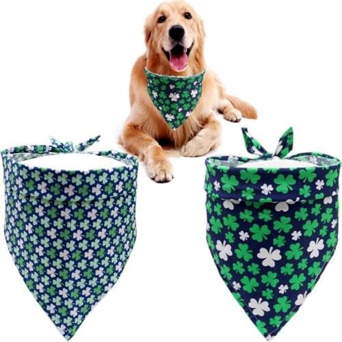 Dog Bandanas St. Patricks Day Green Lucky Pet Bib Triangular Saliva Towel Scarf Pet Supplies Soft Dog Grooming Accessories