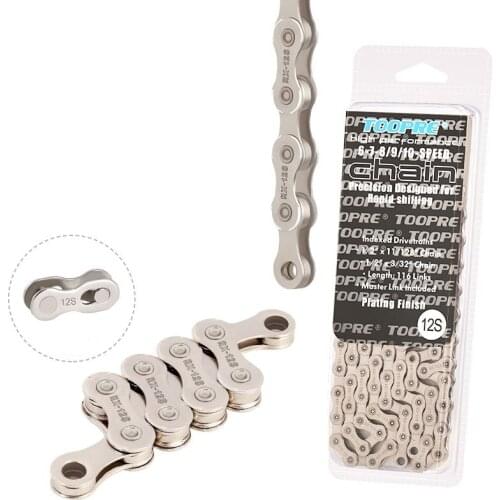 TOOPRE Mountain Bike Chain 12 Speed Silver Electroplating Chains 116 Links Iamok Bicycle Parts