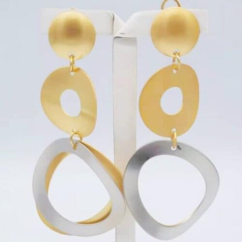 Exquisite African Metal Drop Fashion Gold Color Flower Cluster Clear Crystal Zirconia Earring for Women Jewelry