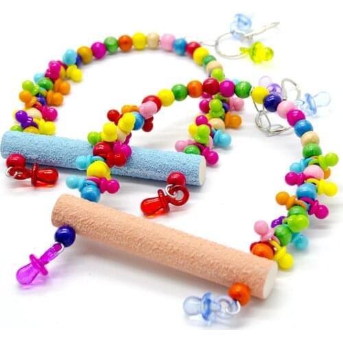 1Pcs Bird Swing Toy Funny Acrylic Nipple Design Colorful Beads Parrot Swing Perch Sthand Bird Cage Toy Parrot Bird Supplies