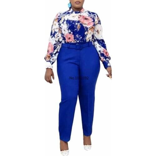 2 Piece Sets African Sets For Women New African Print Elastic Bazin Baggy Pants Rock Style Dashiki Sleeve Famous Suit For Lady