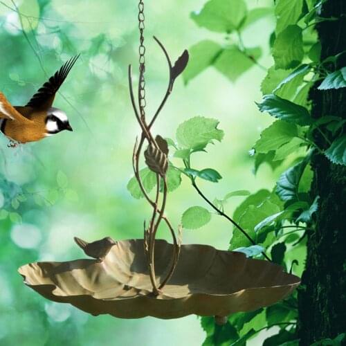 NEW Bird Feeder Bird Waterer Leaf Shaped Shelf Hanging Iron Tray Outdoor Garden Decoration Feeding Troughs Birds Feeder Supplies