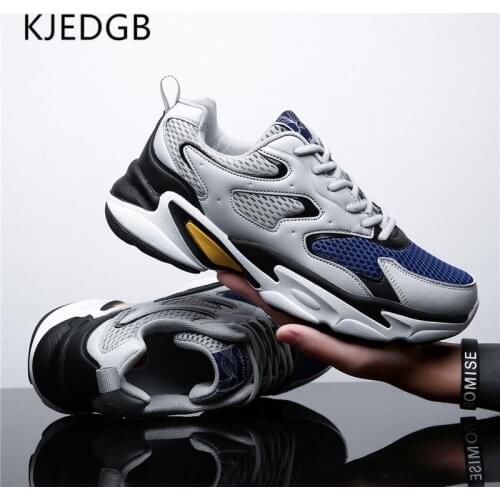 KJEDGB New Arrival Men Platform Sneakers Summer Mesh Breathable Chunky Mens Shoes Casual Adult Male Tennis Man Dad Shoes