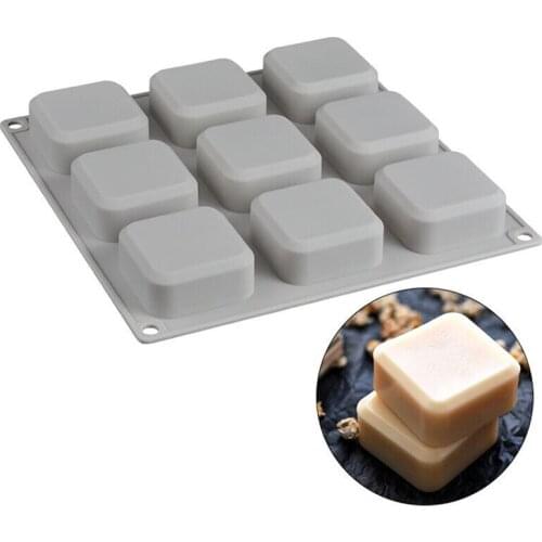 9-Cavities Square Silicone Soap Molds Chocolate Cake Baking Mold Handmade Soap Candle Resin Crafts DIY Soaps Making Tools
